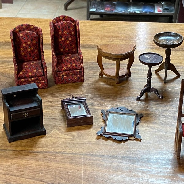 Vintage Wood Mini Dollhouse Furniture