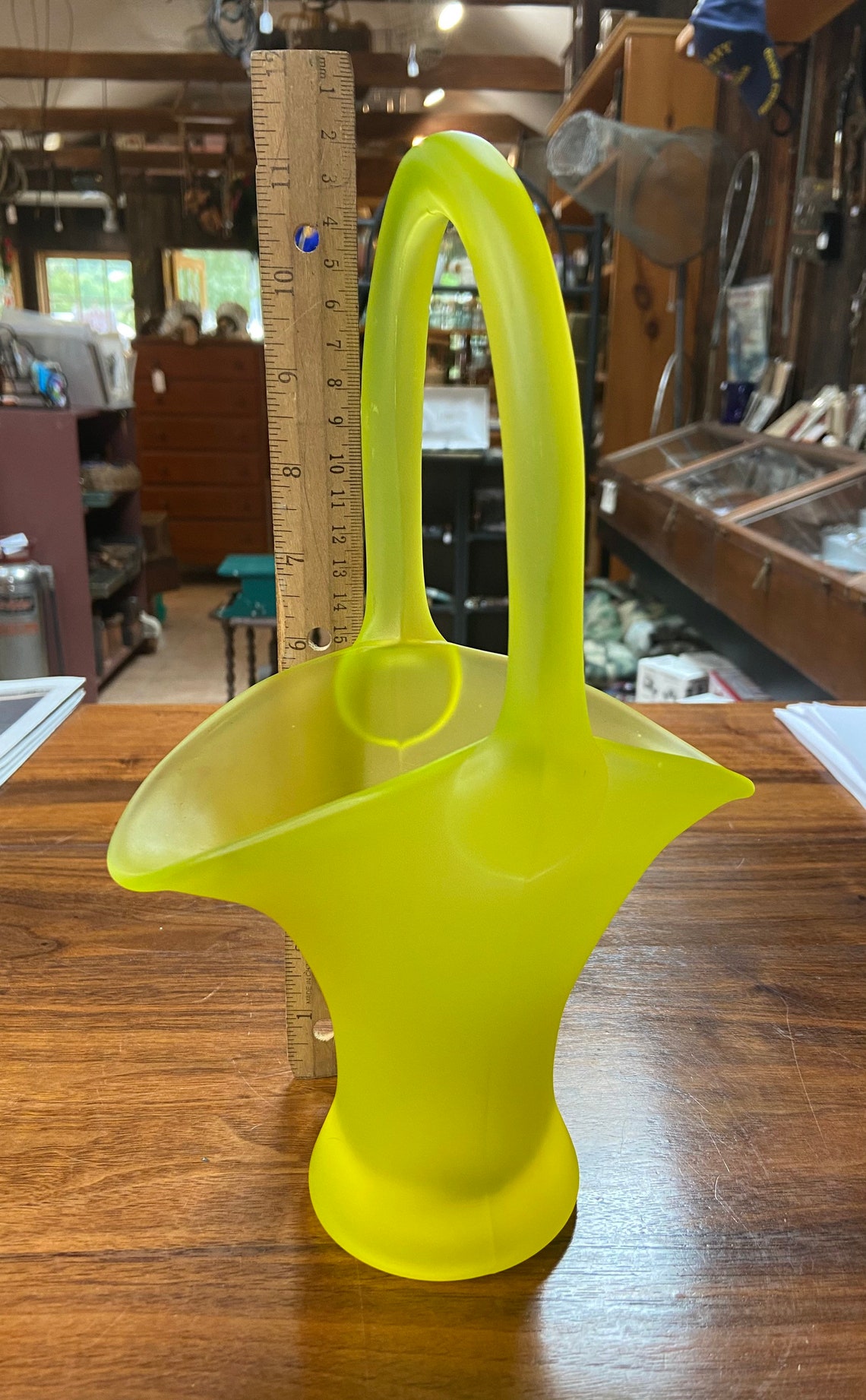 RARE Vintage Fenton Canary Uranium Glass Brides Basket Etsy