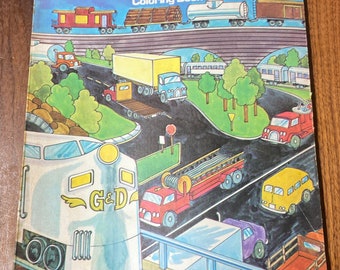 1977 Trains, Trucks and Fire Engines Coloring Book