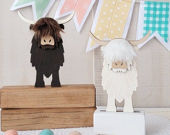 Highland cow word stack. Base sold separately.