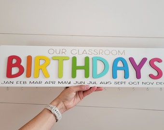Classroom birthday board. dry-erase. rainbow. party. celebration