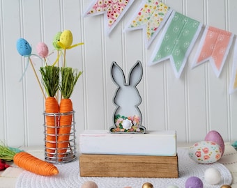 BUNNY SHAKER  word stack. Base sold separate. tiered tray. easter. spring