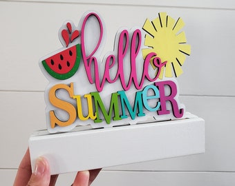 Hello Summer word stack. BASE sold separately. Tiered tray.
