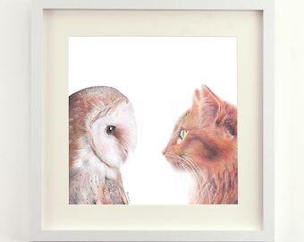 Owl and Pussycat Art Print, Signed Nursery Rhyme Giclee Unframed