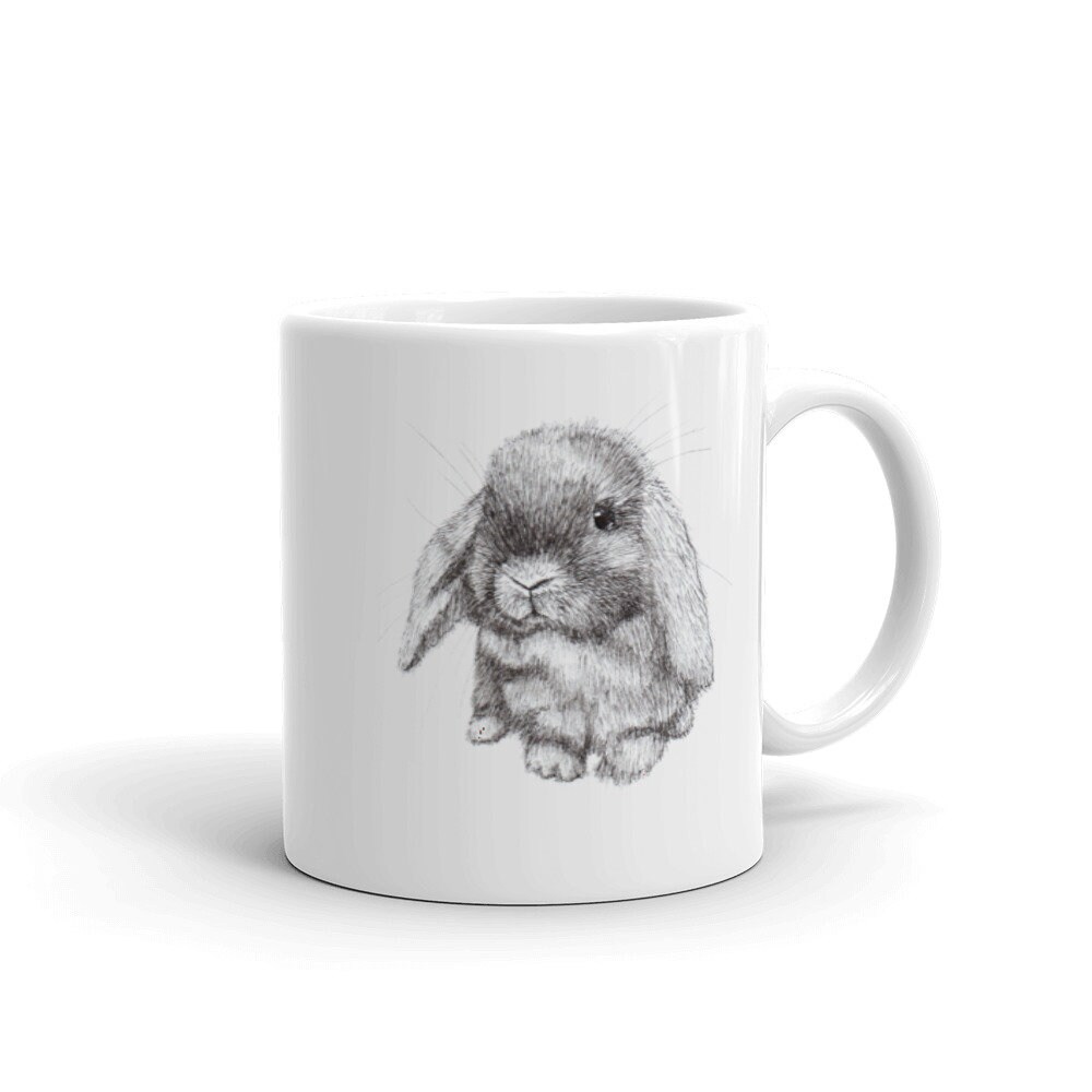 Cute Lop Eared Bunny Rabbit White glossy mug