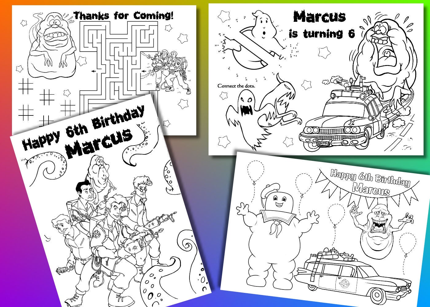 Download Ghostbusters Birthday Party coloring pages activity PDF ...
