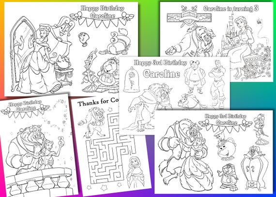 Beauty And The Beast Birthday Party Coloring Pages