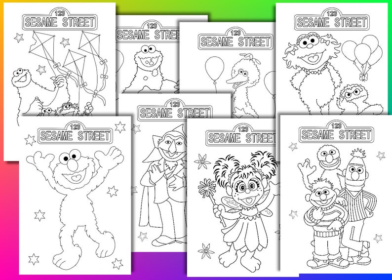 Sesame Street Coloring Pages Sesame Street Birthday Party Favor Instant Download Pdf File