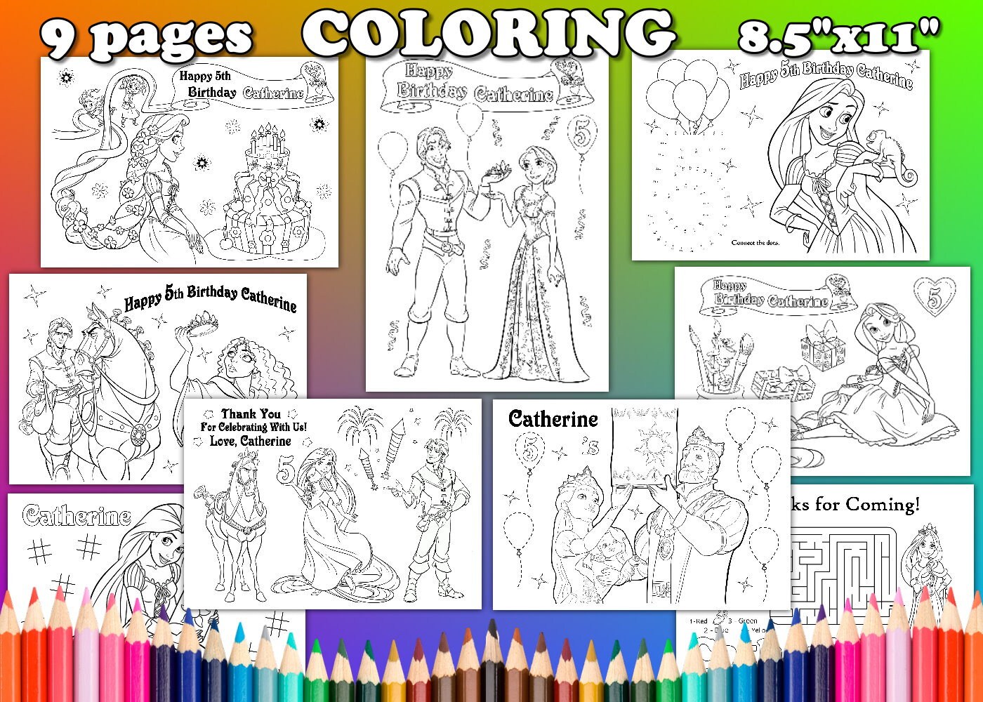 Princesse Anniversaire Party faveur Pages de coloriage  Etsy