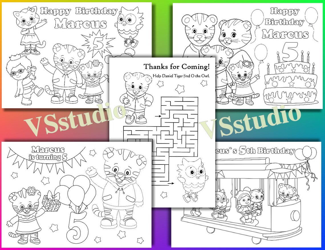Daniel Tiger Birthday Party coloring pages Daniel Tiger Party | Etsy