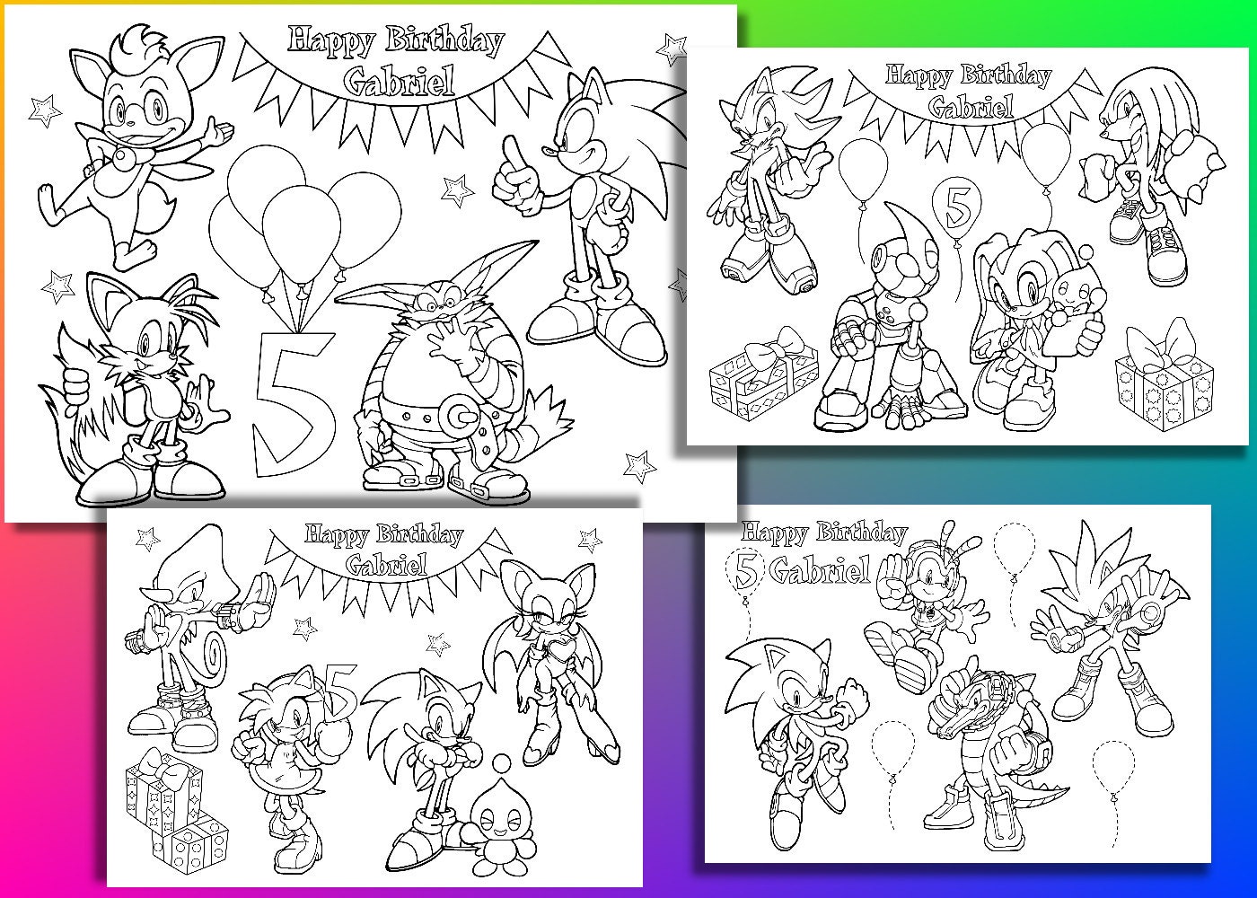 Sonic el Hedgehog cumpleaños colorear páginas actividad | Etsy