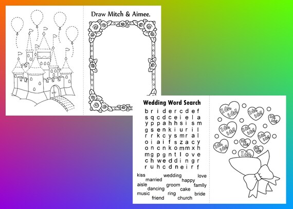 Kids Wedding Coloring Activity Book Wedding Coloring Pages Kid Wedding Favor Kid Wedding Activity Personalized Pdf File - 