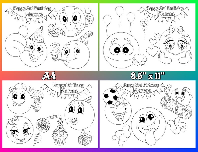 Emoji Coloring Pages Emoji Birthday Party Favor PDF File Etsy Canada