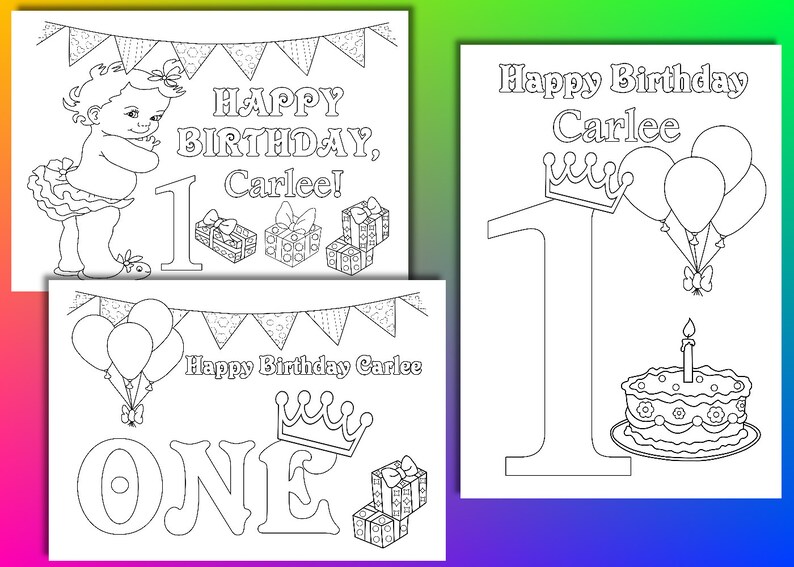 First Birthday Girl Coloring Pages First Birthday Girl | Etsy