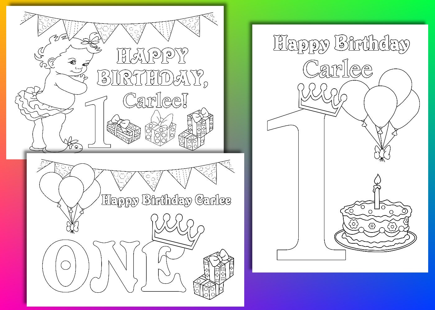 First birthday girl coloring pages First birthday girl | Etsy