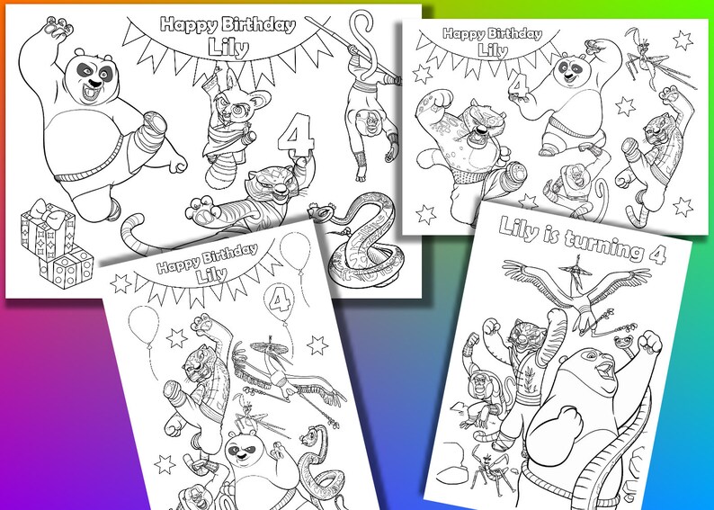 Kung Fu Panda Coloring Pages Kung Fu Panda Birthday Party Favor Pdf File