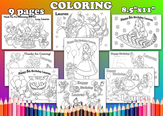 Wonderland Birthday Party Favor Wonderland Coloring Pages Pdf File