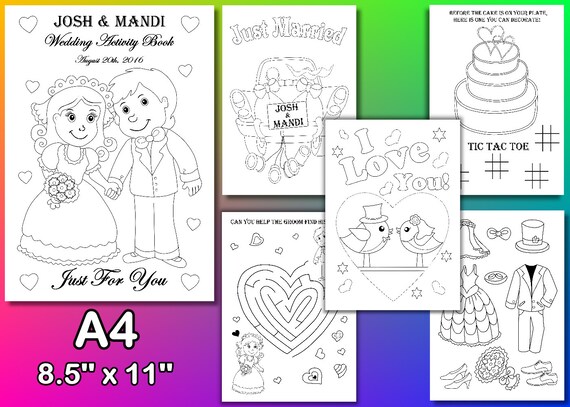Wedding Coloring Pages Kids Wedding Coloring Pages Etsy