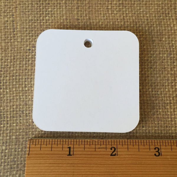 White Square Tags - (2.5" Wide), Blank Favor Tags, White Wish Tree Tags, All Purpose Blank Gift Tags