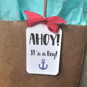 Ahoy It&#39;s a Boy Tags, Ahoy It&#39;s a Boy Baby Shower Theme Favor Tags, Nautical Baby Shower Favor Tags, Listing for TAGS ONLY