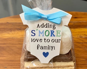 Adding S'MORE Love to Our Family Tags, S'more favor tags, Baby Shower S'more tags, Baby Shower Favor Tags, Listing for TAGS ONLY