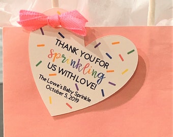 Thank You for Sprinkling Us With Love Tags (2" wide), Baby Sprinkle Favor Tags, Listing for Tags Only