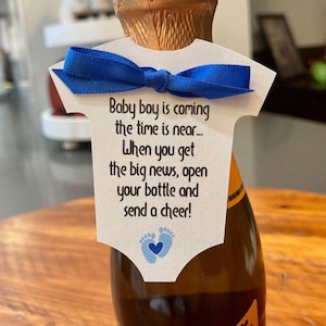 When the Time is Near, Open Your Bottle and Send a Cheer Tags, Wine Bottle Baby Shower Tags 2.5 Wide, Champagne Bottle Baby Shower Tags image 1