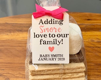 Adding S'MORE Love to Our Family Tags, S'more favor tags, Baby Shower S'more tags, Baby Shower Favor, Listing for TAGS ONLY