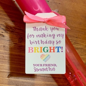 Thank You For Making My Birthday So Bright Tags, Kids Birthday Party Favor Tags, Birthday Party Thank You Tags, TAGS ONLY