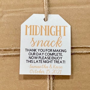 Midnight Snack Tags, Wedding After Party Snack Tags, Wedding Favor Tags