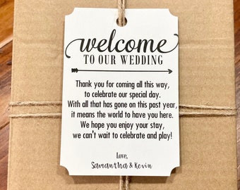 Wedding Welcome Bag Tag, Welcome to Our Wedding Tags, Custom Wedding Welcome Bag Tags, Hotel Guest Room Gift Bag Tags, Listing for TAGS ONLY
