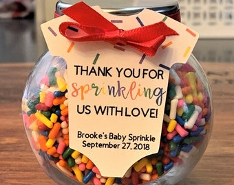 Thank You for Sprinkling Us With Love Tags (2" wide), Baby Sprinkle Favor Tags, Listing for Tags Only