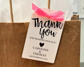 Wedding Thank You Tags With Heart Cut Out, Wedding Favor Tags, Wedding Welcome Bag Tags, Listing for TAGS ONLY