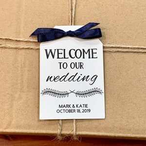 Wedding Welcome Bag Tags, Welcome to Our Wedding Tags (2&quot; wide), Hotel Guest Room Gift Bag Tags, Listing for TAGS ONLY