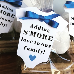 Adding S'MORE Love to Our Family Tags, S'more favor tags, Baby Shower S'more tags, Baby Shower Favor, Listing for TAGS ONLY image 1