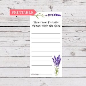 Share Your Favorite Memory With the Grad Printable, Graduation Memory Cards, Graduation Party Decor, INSTANT DOWNLOAD