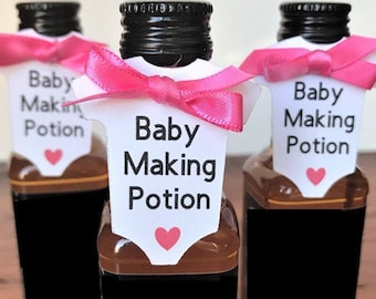 Baby Making Potion Tags, Liquor Nips Favor Tags, Mini Liquor Bottle Favor Tags, Mini Wine Bottle Favor Tags, Baby Shower Favor Tags