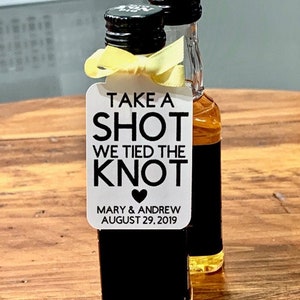 Take a Shot We Tied the Knot Tags, Wedding Favor Tags, Liquor Nips Favor Tags, Listing for TAGS ONLY