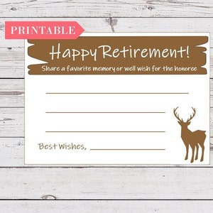 Compartir tarjetas imprimibles de memoria, tarjetas de memoria de fiesta de jubilación temáticas de caza, ideas de fiesta de jubilación, DESCARGA INSTANTÁNEA