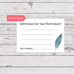 Retirement Wishes Printable Cards, Well Wishes for Retirement, Retirement Well Wishes Download, Retirement Party Ideas, INSTANT DOWNLOAD