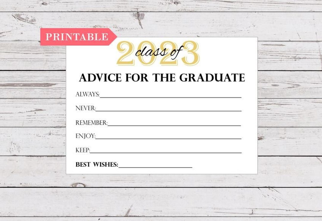 Advice for the Graduate Printable, Graduation Advice Cards, 2023