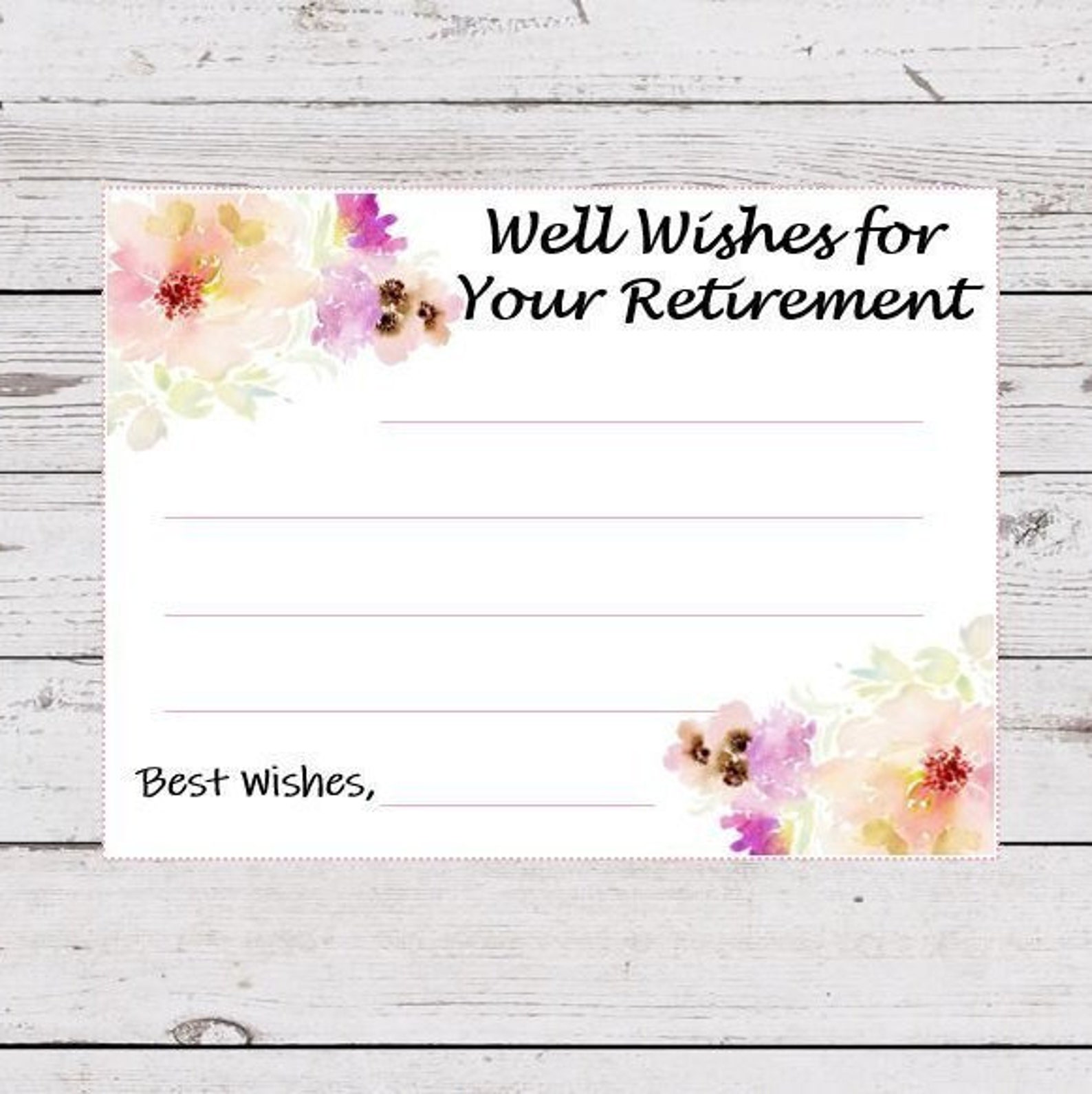 Retirement Wishes Printable Cards Well Wishes for Retirement - Etsy