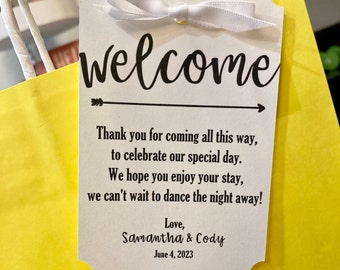 Wedding Welcome Bag Tag, Welcome to Our Wedding Tags, Custom Wedding Welcome Bag Tags, Hotel Guest Room Gift Bag Tags, Listing for TAGS ONLY