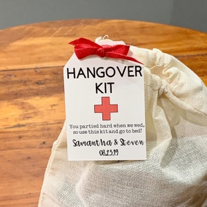 Hangover Kit Tags + Bags, You Partied Hard When We Wed Tag, Custom Hangover Kit Favor Tags, Survival Kit Tags, Wedding Favor Tags