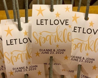 Let Love Sparkle Tags, Sparkler Favor Tags, 4th of July Wedding Favor Tags, 4th of July Bridal Shower Tags, Listing for TAGS ONLY