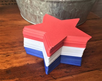 Red, White Blue Paper Stars, 24 Star Die Cuts ,July 4 Decor, 4th of July, Patriotic Star Cutouts, All Purpose Paper Stars, You Choose Size