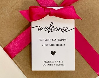 Wedding Welcome Bag Tags, Welcome Tags (2" wide), Hotel Guest Room Gift Bag Tags, Listing for TAGS ONLY