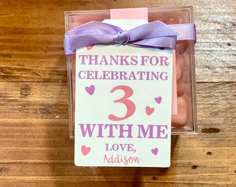 Thanks for Celebrating 3 With Me Tags, Kids 3rd Birthday Party Favor Tags, 3rd Birthday Party Thank You Tags, TAGS ONLY