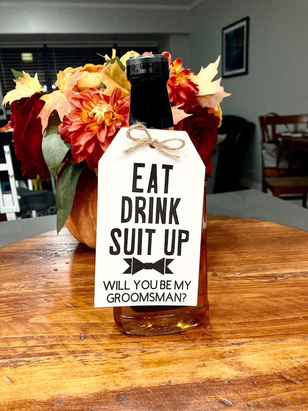 Large Eat, Drink, Suit Up, Will You Be My Groomsman Tags, Listing for ...
