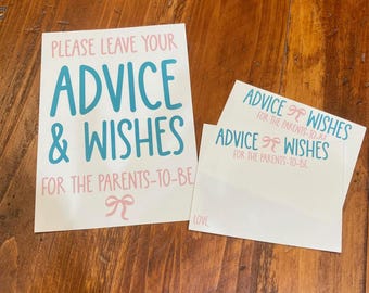 Advice for the Parents to be Sign and Cards Set, New Parents Advice Cards, Printed and Shipped to You